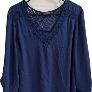 Papermoon Deep Blue Lace V-Neck Blouse